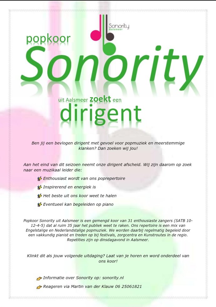 Op zoek naar een nieuwe muzikaal leider